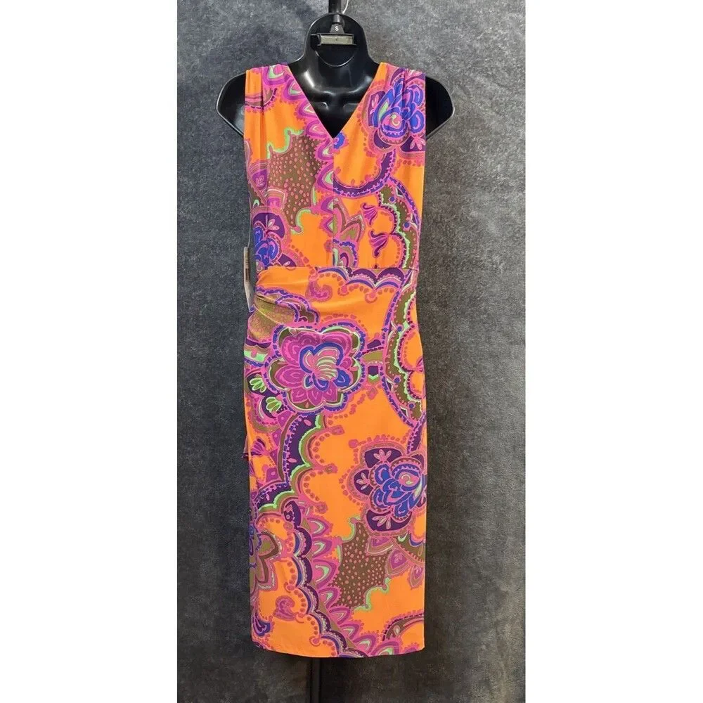 LAUREN RALPH LAUREN MULTICOLOR ABSTRACT PRINT DRESS SZ 6 NWT - Picture 8 of 15